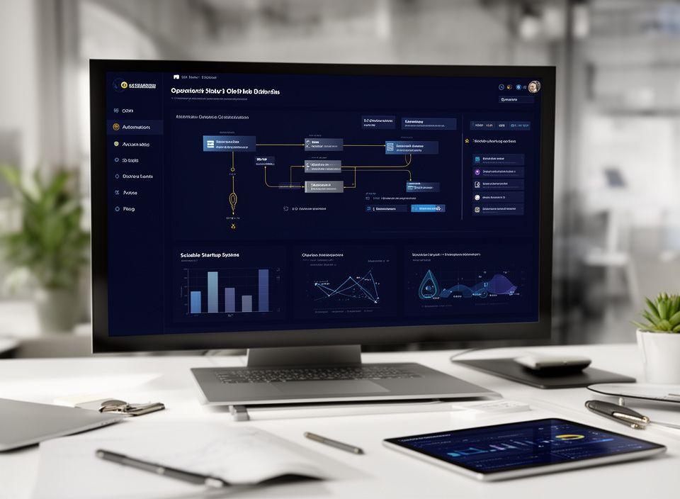 Dashboard digitale moderna con flussi di automazione e strumenti per startup
